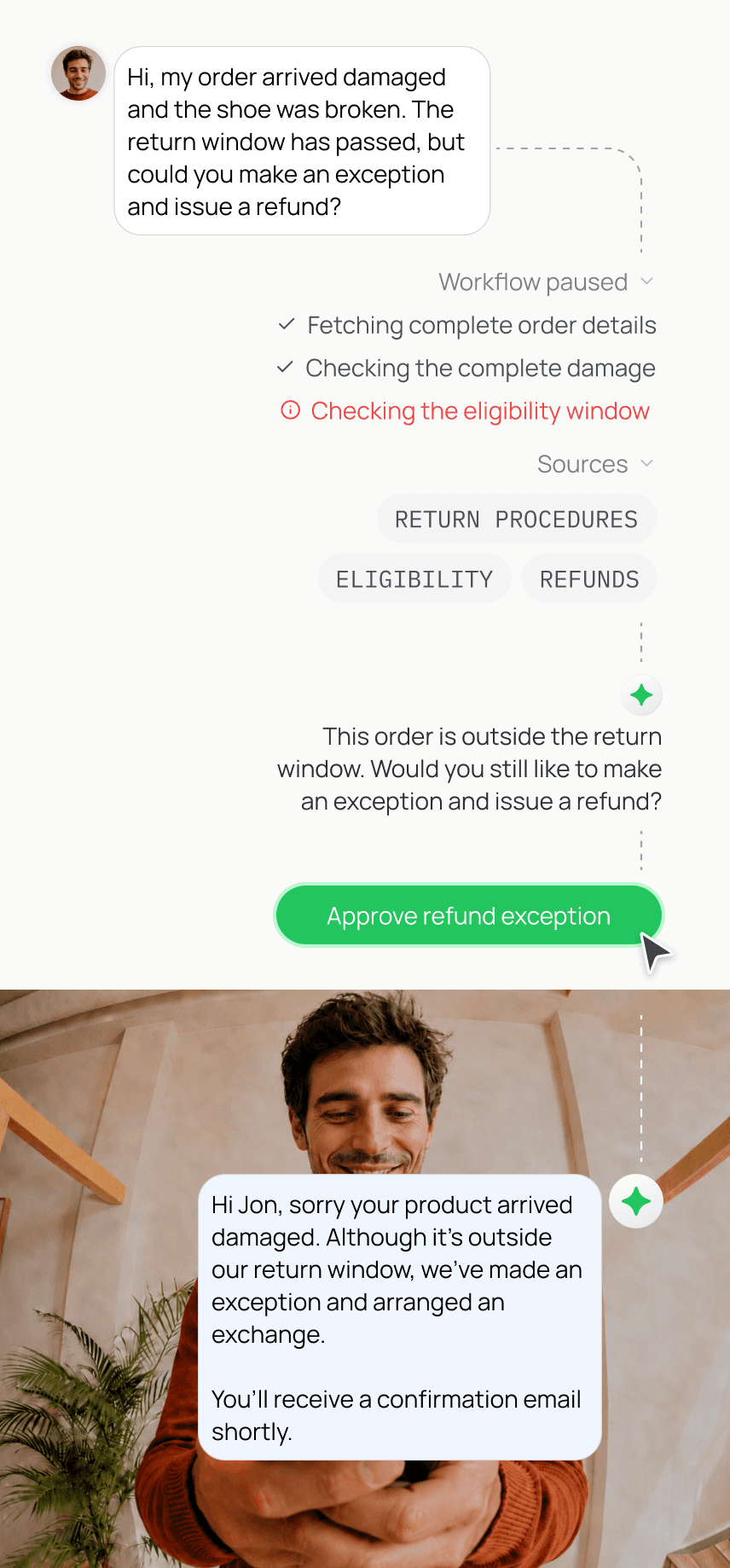 Support agent reviewing a customer conversation