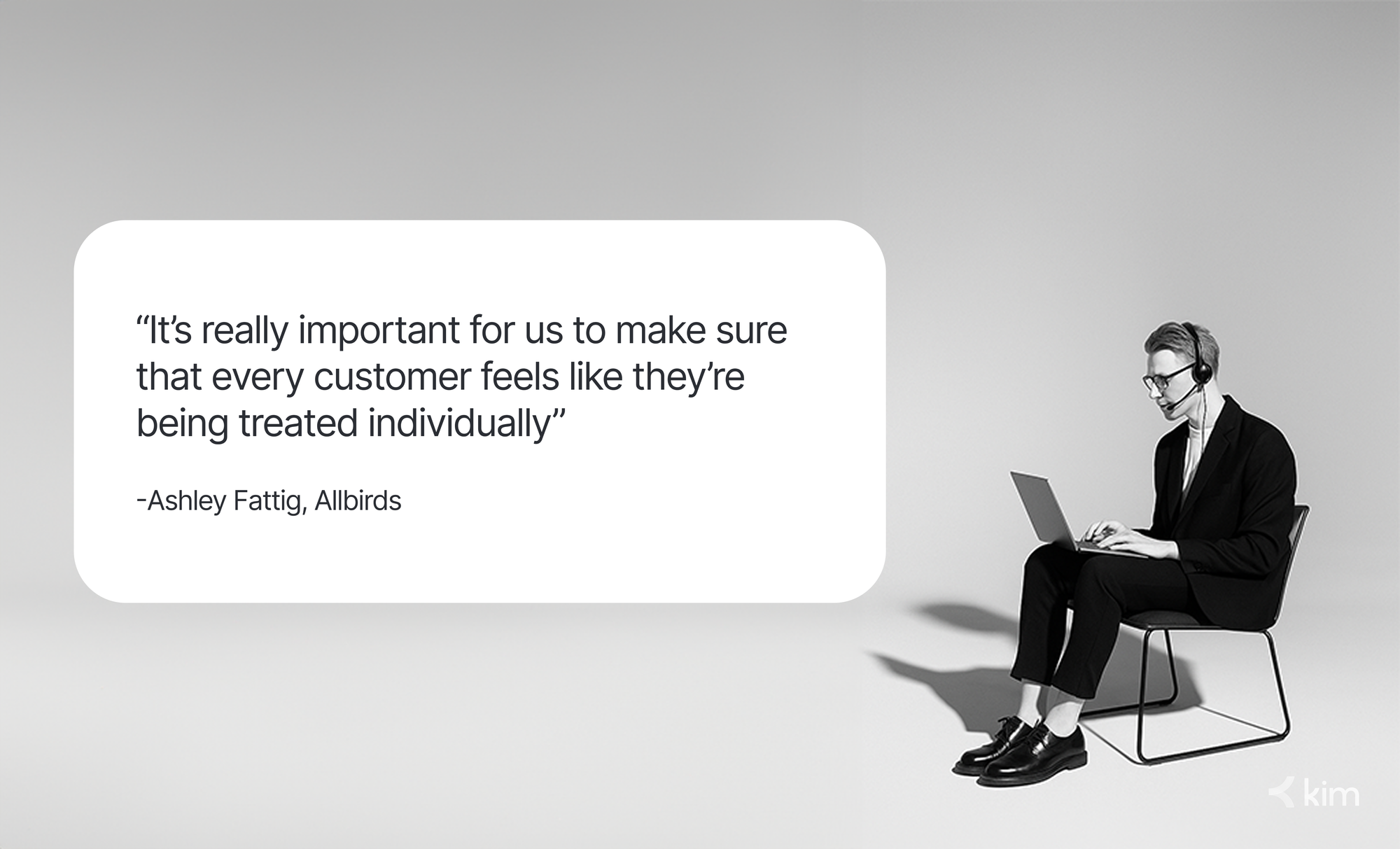 Quote from Allbirds on personalized customer support alongside a remote customer service professional