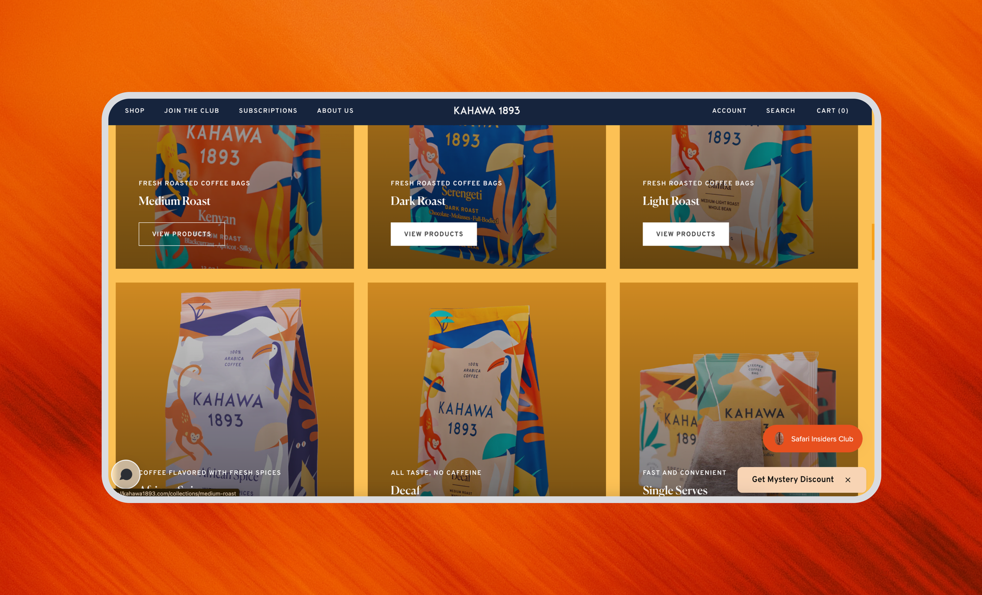 Shopify store interface showing Kahawa 1893 products, highlighting how AI-powered customer support reduces repetitive customer queries